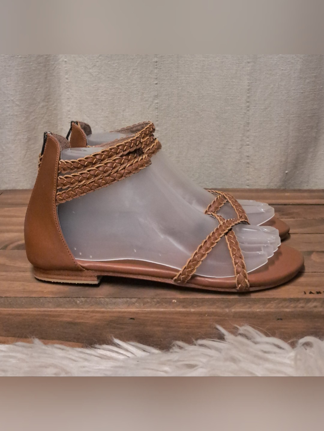 Bali Elf Calypso Braided Leather Gladiator Sandals Camel Tan Boho Size 8 — image 5 of 8